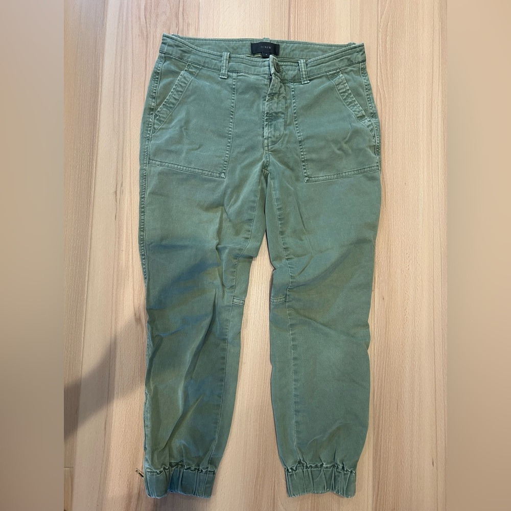 J Crew Mid weight Jogger Pant Cotton Chino Womens Size 4 Green